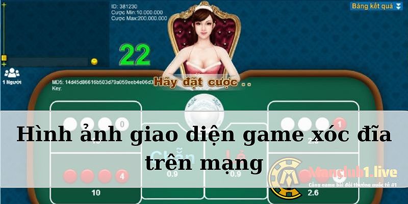 Giao diện game xóc đĩa trên mạng