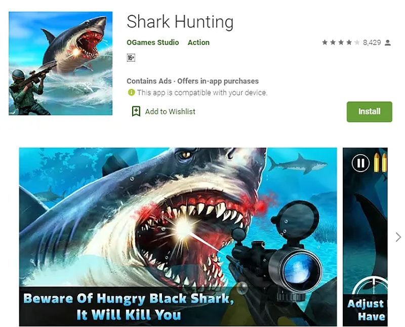 Hình ảnh game bắn cá mập Shark Hunting với cảnh săn cá mập kịch tính.