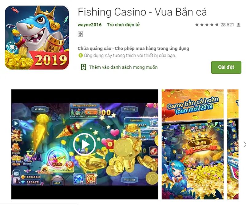 Hình ảnh game Vua Bắn cá với giao diện đẹp và 36 loại cá đa dạng.